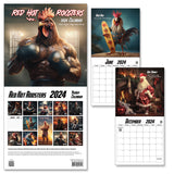 Chicken Calendar - Red Hot Roosters Wall Calendar 2024