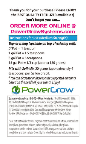 fertilizer for zz plant Houseplant Fertilizer ZZ Plant, Snake Plant, Fig Tree, Olive Tree 18-6-12+ Micro Nutrients – PowerGrow Systems & Utah Hydroponics