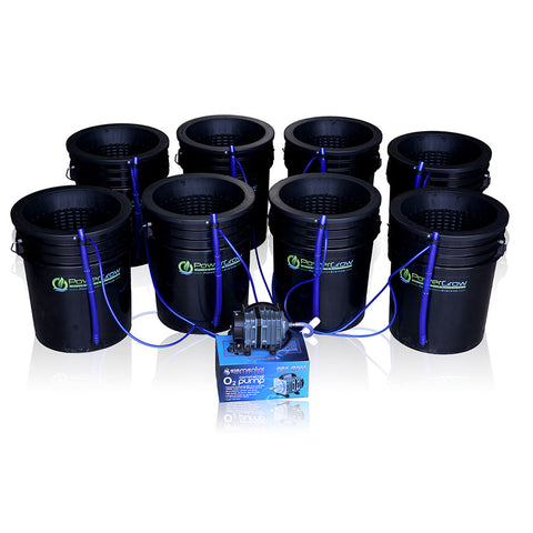 PowerGrow Deep Water Culture 8 Bucket System - 10" for Medium/Large Plants